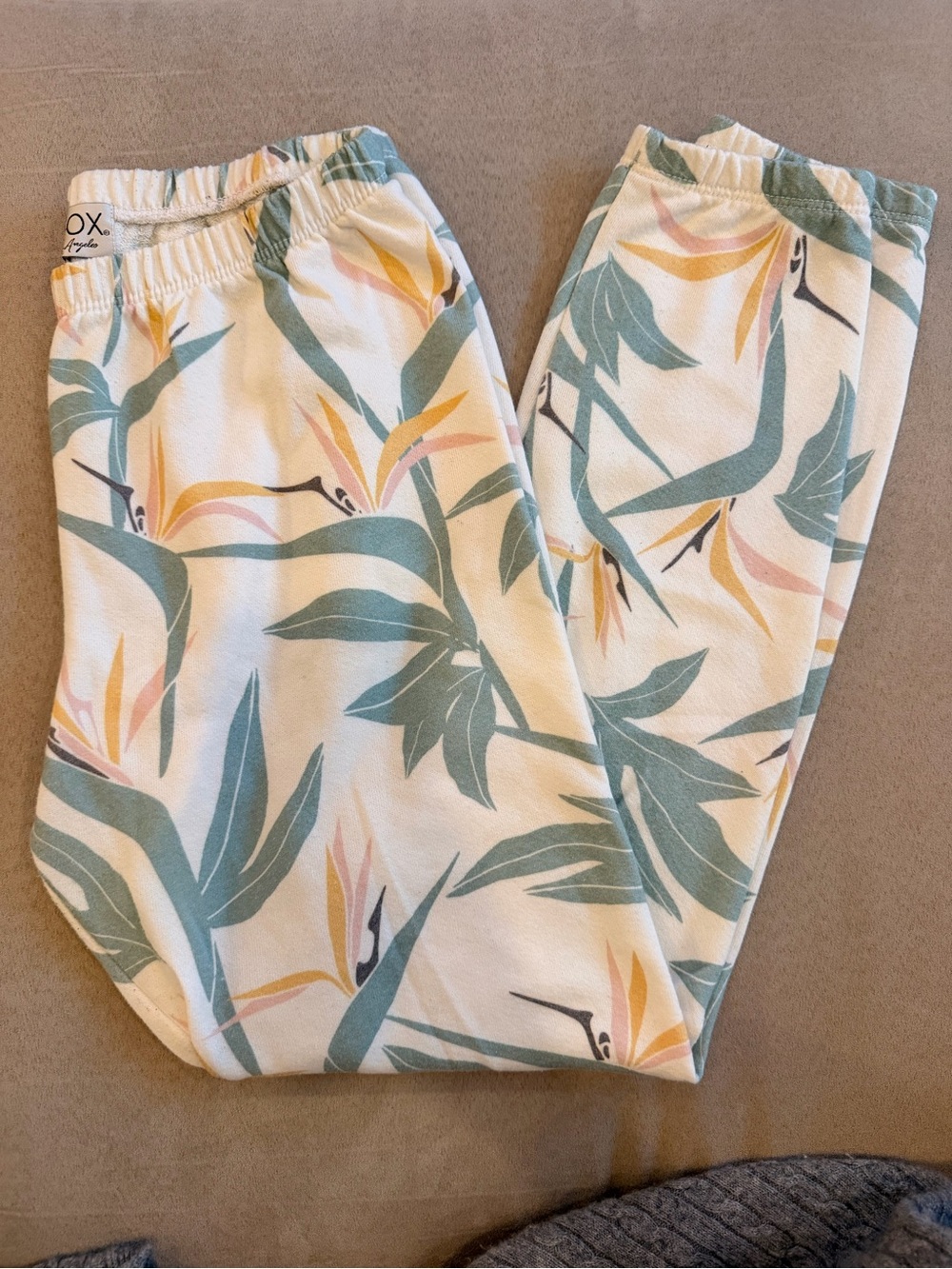 Wildfox Cream Tropical Leaf Print Swestpants
